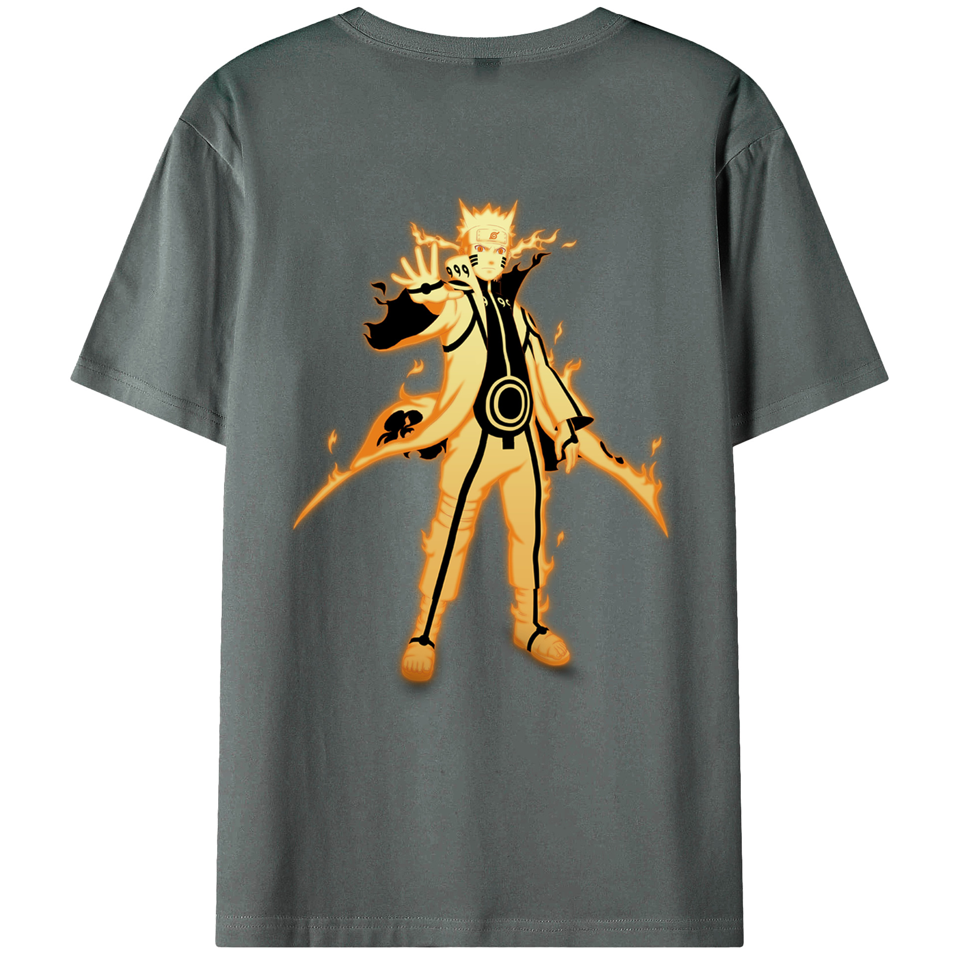 （画像用） NARUTO -ナルト- うずまき ナルト Uzumaki Naruto 綿100％ メンズ半袖Tシャツ（バックプリント） 通気性